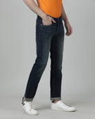 Crocodile Casual Slim Solid Medium Blue Denim Jean