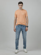 Crocodile Casual Crew Neck Coral Printed T-Shirt Half Sleeve Slim Fit Jersey with Collar for Men