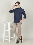 Crocodile Navy Slim Fit Full Sleeve Shirt