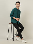 Crocodile Men Green Regular Fit Shirt