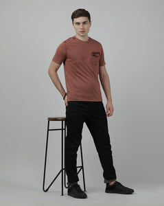 Casual Dark Red T-Shirt Half Sleeve Slim Fit Jersey with Collar for Men
