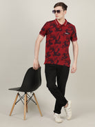 Crocodile Men Red Printed Polo T-Shirt