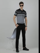 Crocodile Casual Slim Fit Solid Black Trousers for Men