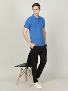 Crocodile Blue Solid Polo T-Shirt