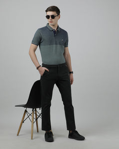 Casual Slim Fit Solid Olive Trousers for Men