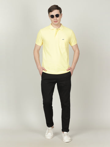 Crocodile Banana Yellow Solid Polo T-Shirt