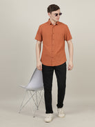 Crocodile Men Copper Solid Casual Shirt