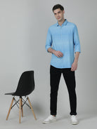 Casual Stripe Comfort Fit Full Sleeve Blue Shirt with Collar