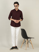 Crocodile Men Solid Maroon Casual Shirt