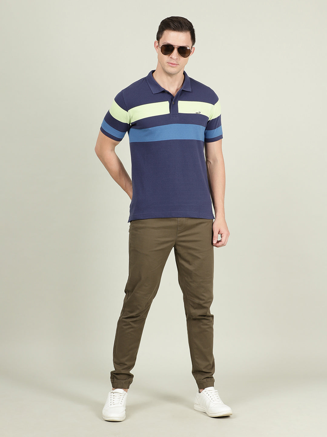 Crocodile Men Collar Striper T-Shirt