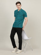 Crocodile Men Teal Casual T-Shirt