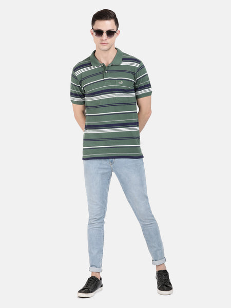 Striped Slim Fit Polo T-shirt with Patch Pocket