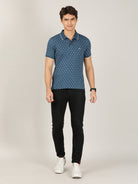 Crocodile Blue Slim fit Printed Polo T-Shirt