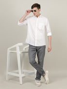 Crocodile Men Solid White Regular Fit Shirt