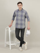 Crocodile Men Grey Regular Fit Casual Shirt