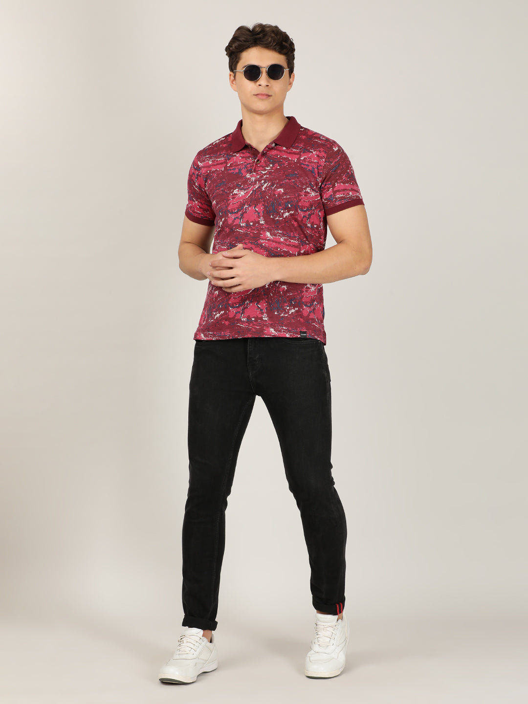 Crocodile Pink Slim Fit Polo T-Shirt