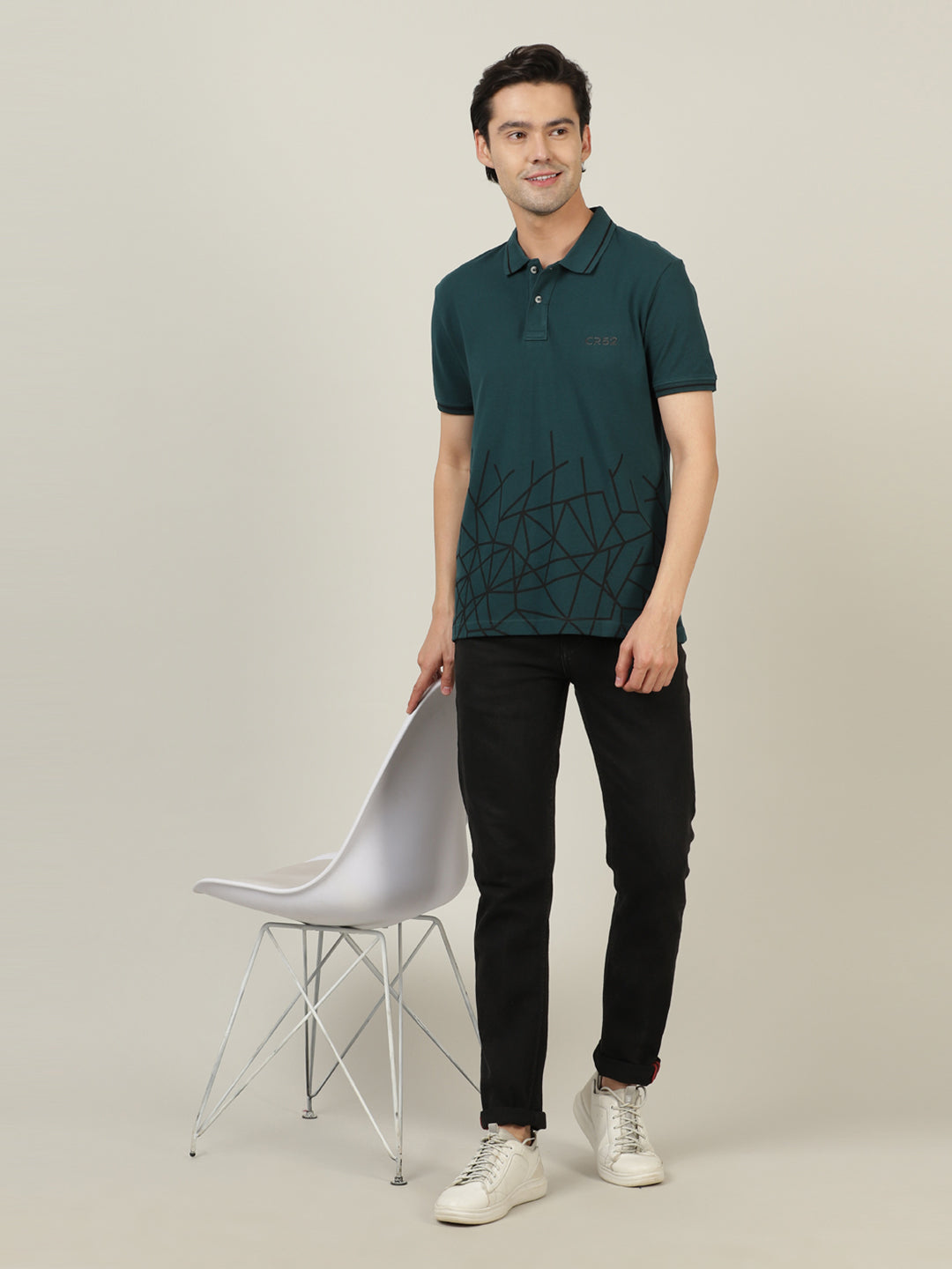 Crocodile Men Dark Teal Casual T-Shirt