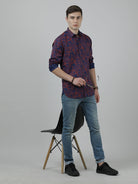 Crocodile Casual Full Sleeve Slim Fit Printed Shirt Navy for Men