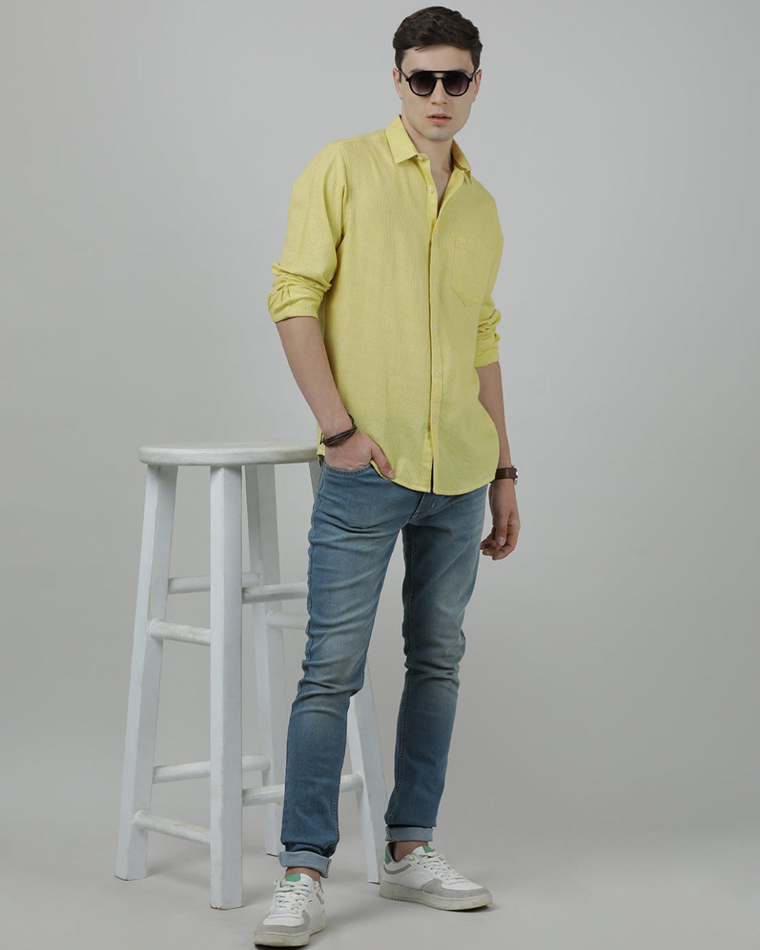 Crocodile Casual Full Sleeve Slim Fit Solid Shirt Yellow for Men