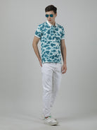 Crocodile Casual Verdigris T-Shirt Tie and Dye Half Sleeve Slim Fit with Collar for Men