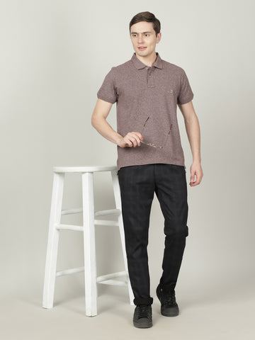 Casual Slim Fit Solid Polo Neck Half Sleeve Maroon Tshirt