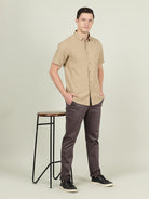 Crocodile Men Khaki Casual Shirt