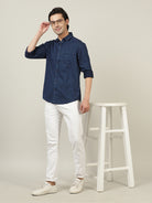 Crocodile Men Indigo AOP Casual Shirt