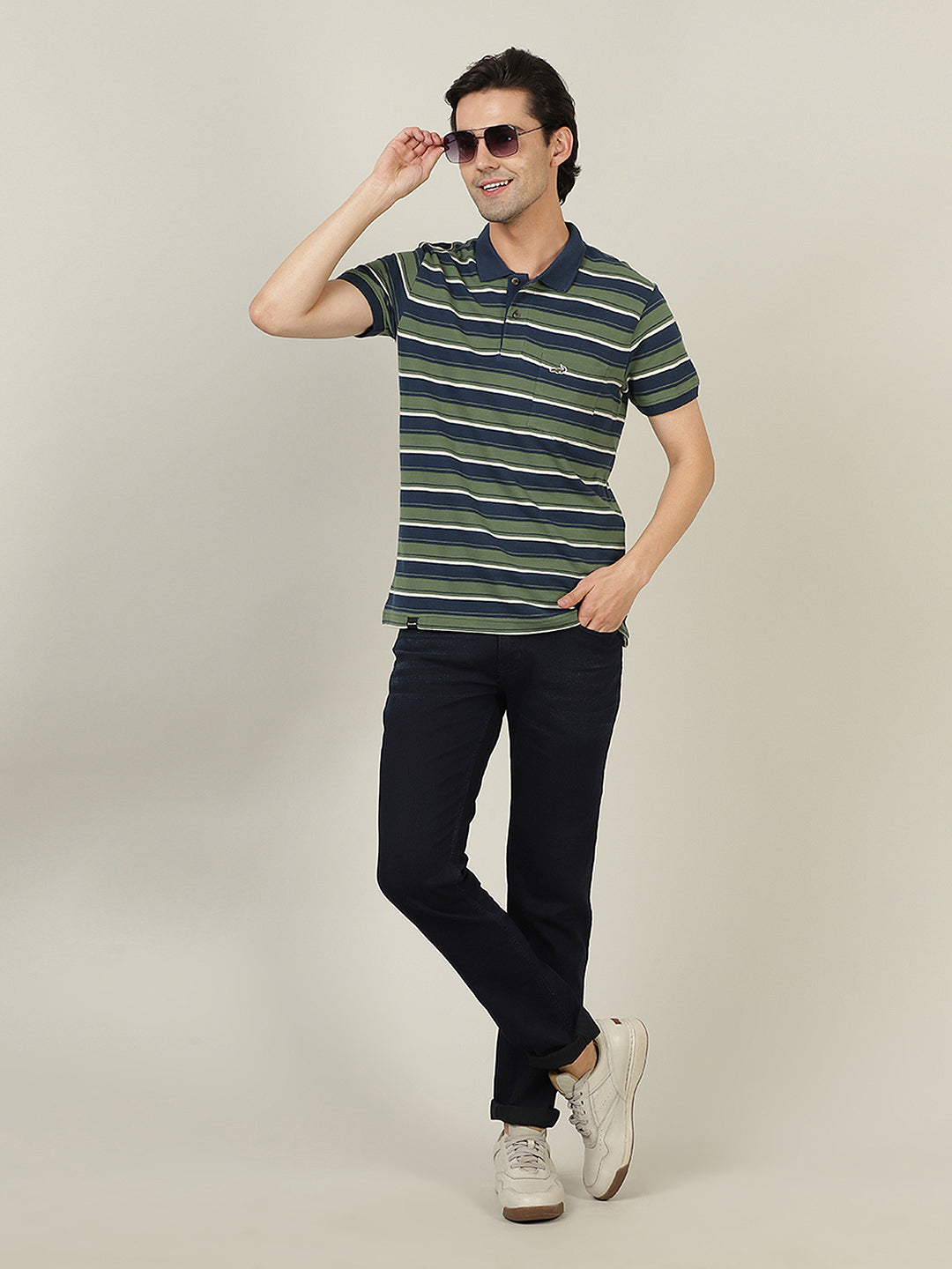 Crocodile Men Stripe Polo T-Shirt