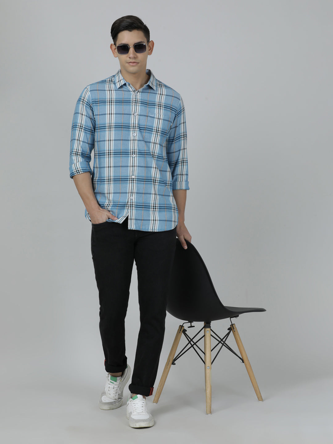 Crocodile Blue Full Sleeve Casual Comfort Fit Shirt