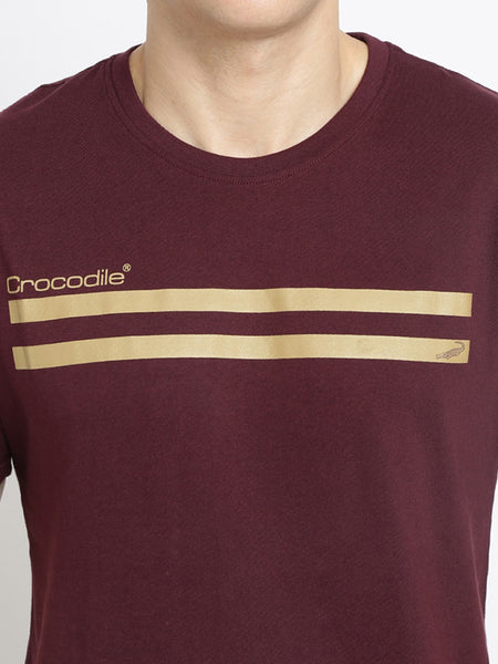 Crocodile Maroon Slim Fit T-Shirt